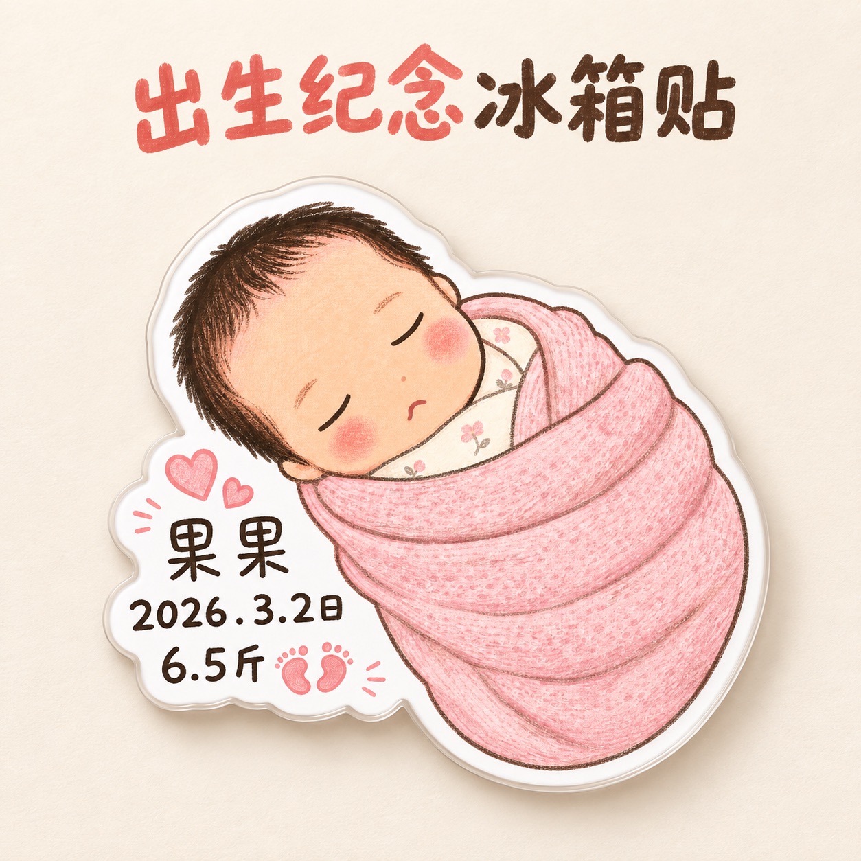 出生纪念Q萌手绘冰箱贴