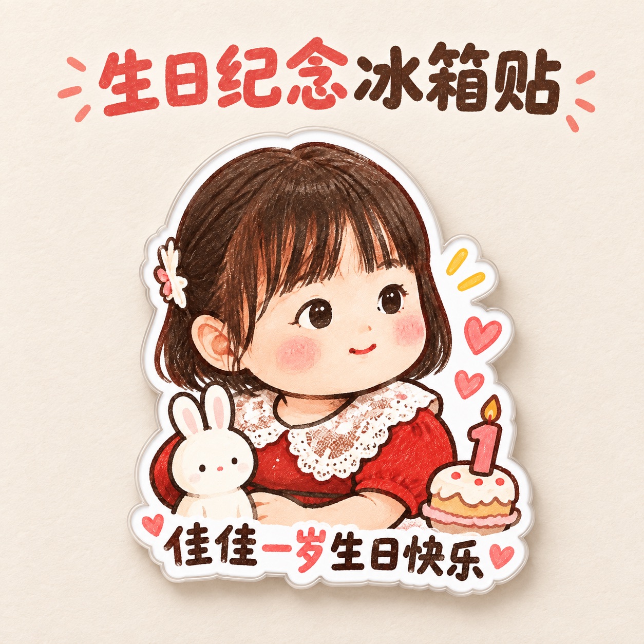 成长生日Q萌手绘冰箱贴