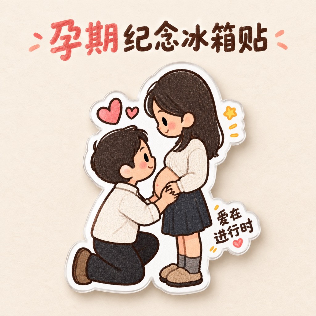 孕期纪念Q萌手绘冰箱贴